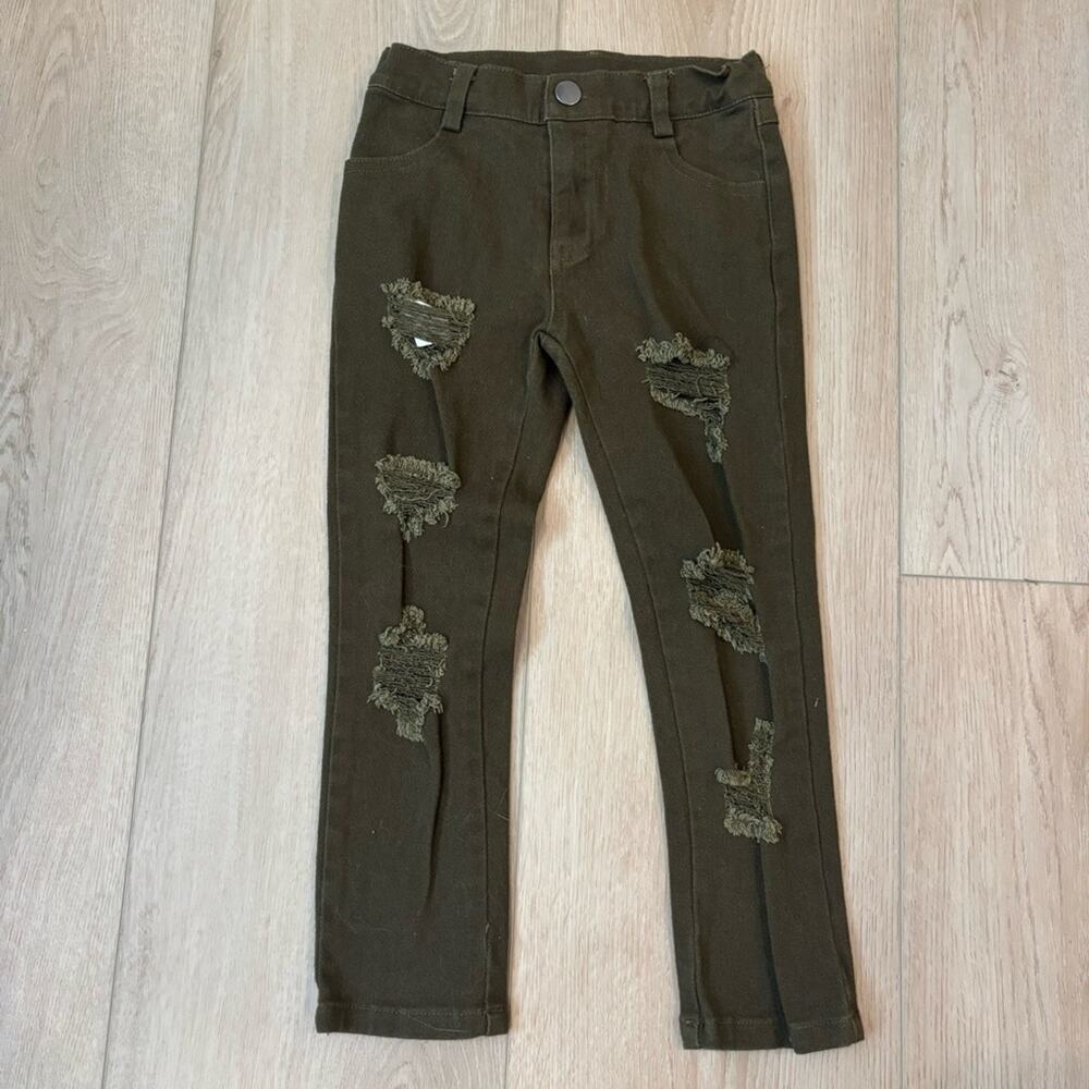 Raxtin Jeans Skinny Distressed Olive Green 5